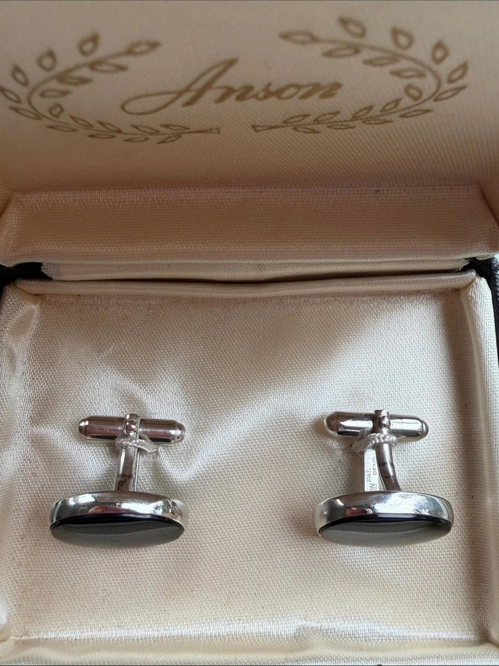 Vintage Black Onyx Silver Tone Cufflinks